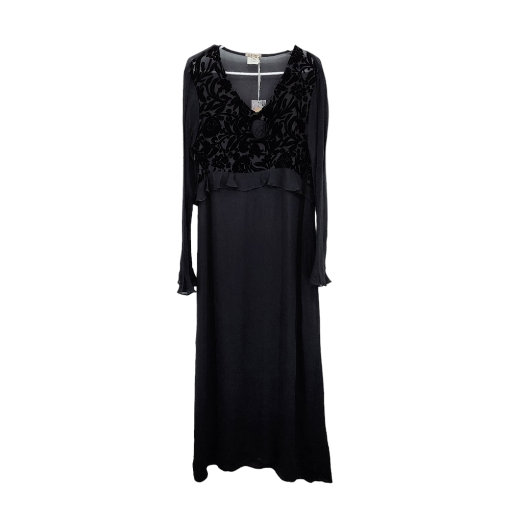 Tea & Scones Women's Lace Top Formal Maxi Semi Sheer Dress - L